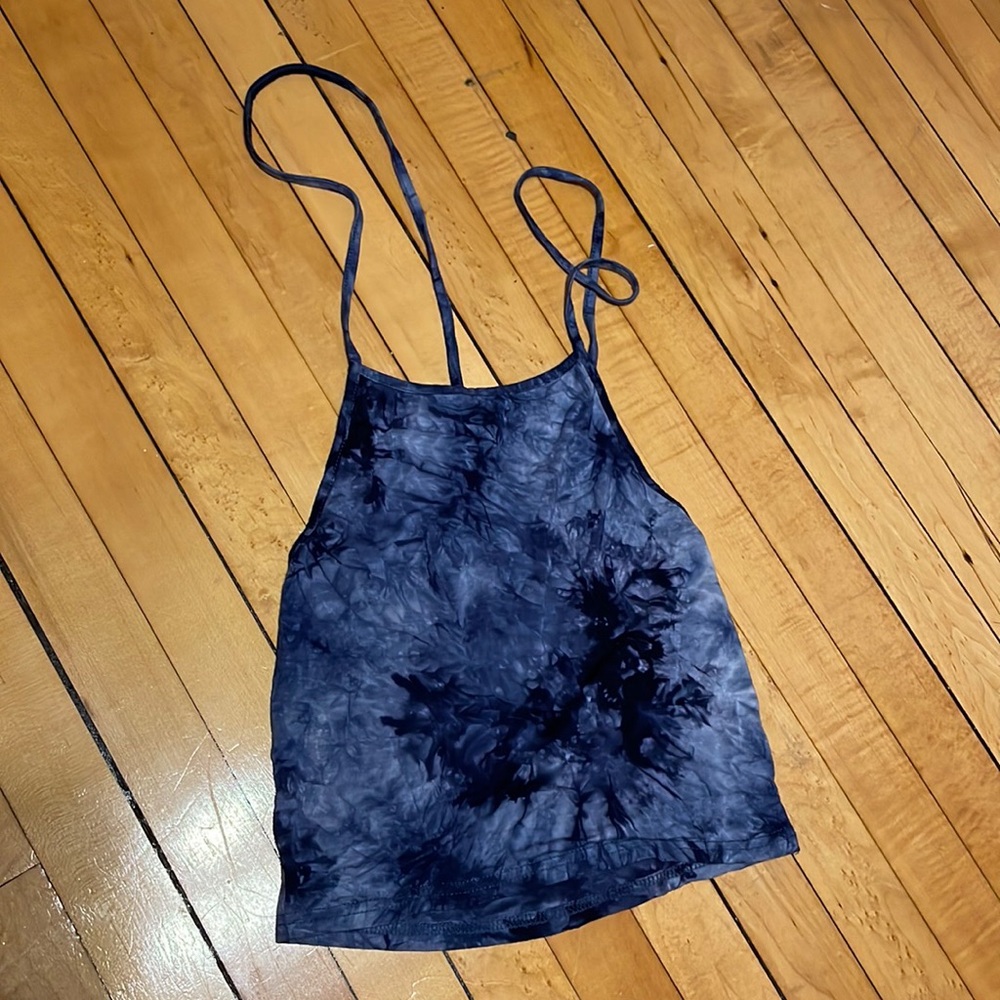 Dark blue tie dye cropped tank top